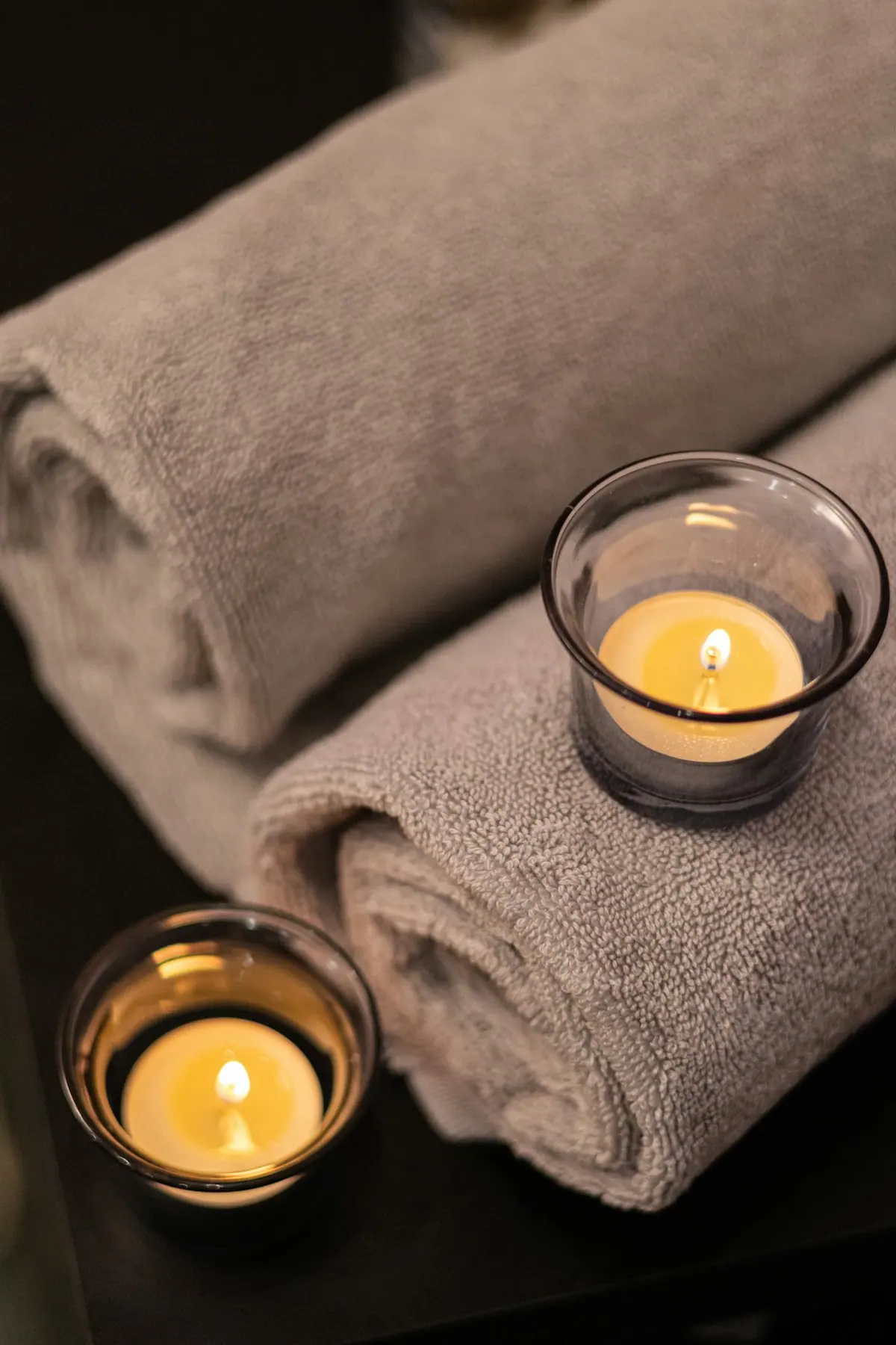 A guest resting quietly in a robe